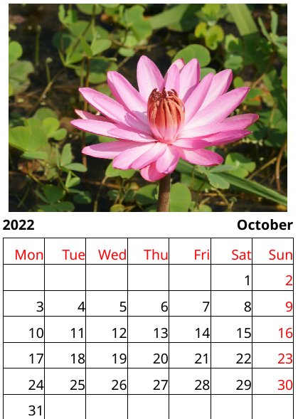 Lotus Calendar 2022