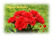 Birthday eCards bouquet red roses with hearts