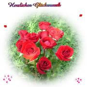 Geburtstag Glückwünsche - Grusskarte zum Geburtstag rote Rosenstrauss